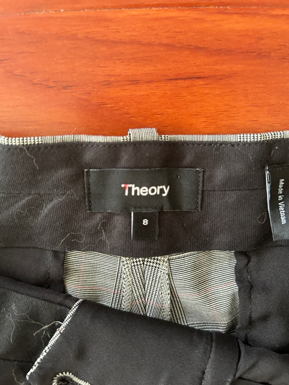 Theory Plaid Dress Pants - Light Gray - Picture 2 of 3